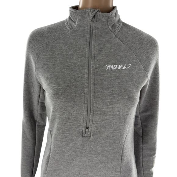 Gymshark Women's Gray Quarter Zip Activewear Long Sleeve Pullover - Picture 4 of 10